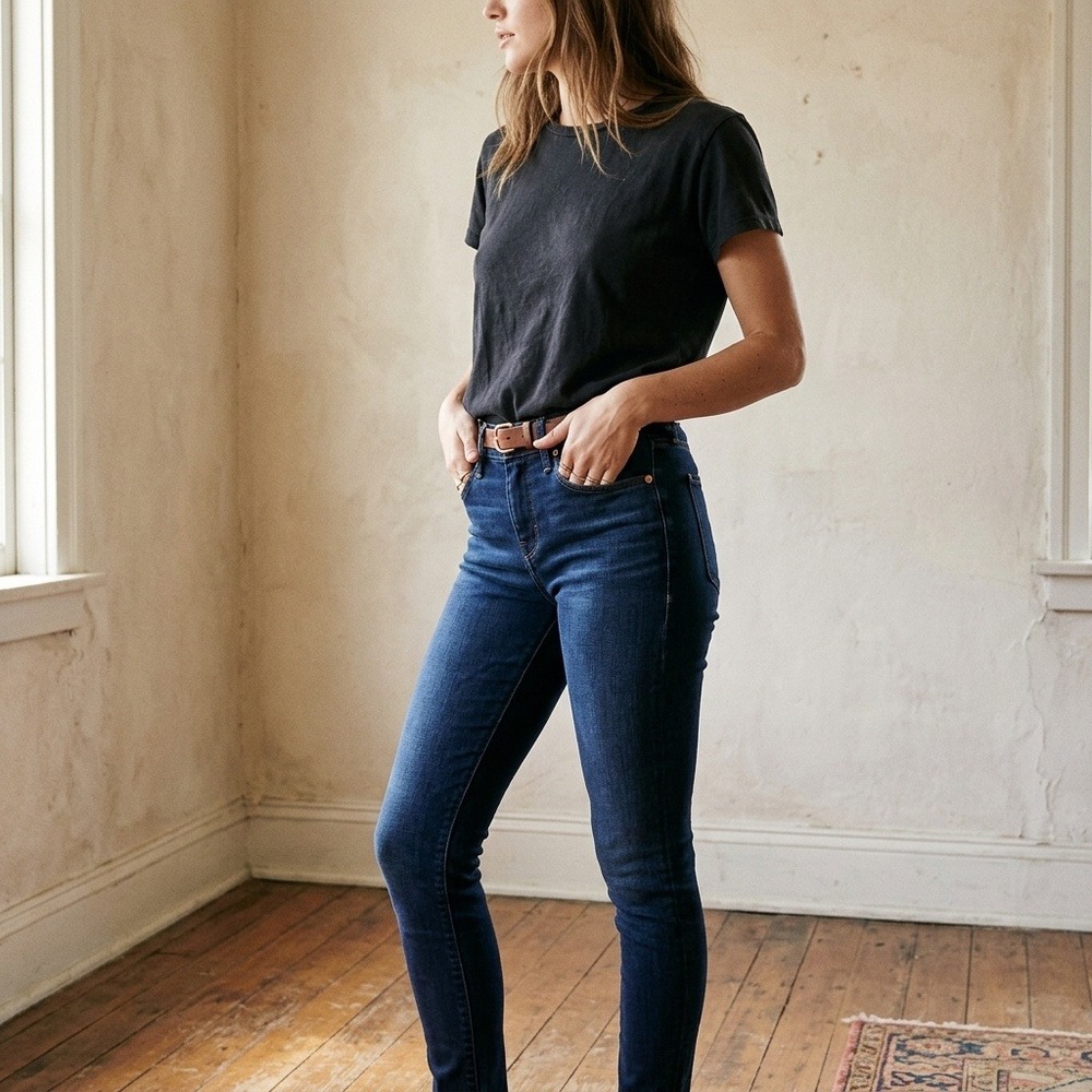 Mother The Looker Women Jeans 24 Blue Skinny Stretch Ink & Paper Designer Chic